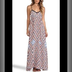 Revolve Greylin Priscilla Silk Maxi Dress Orangesicle Tie Dye Crochet Trim Small